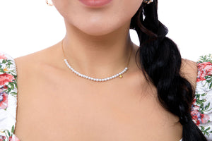 Small Pearl String with 18K Gold Star Necklace