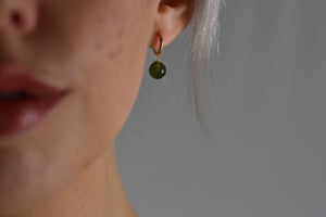 Modern Dynasty 18K Gold Hoop Earrings with Jade
