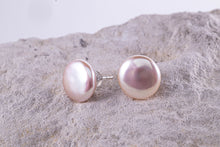 Load image into Gallery viewer, Pearl Button 18K Gold Earrings