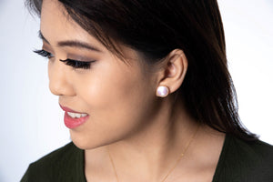 Pearl Button 18K Gold Earrings