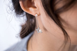 Twinkling Star Dangle Pearl Earrings