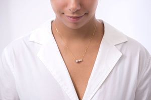 Three Pearl Dots 18K Gold Necklace