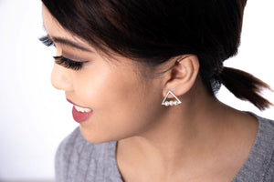 Modern Triangle Pearl Earrings